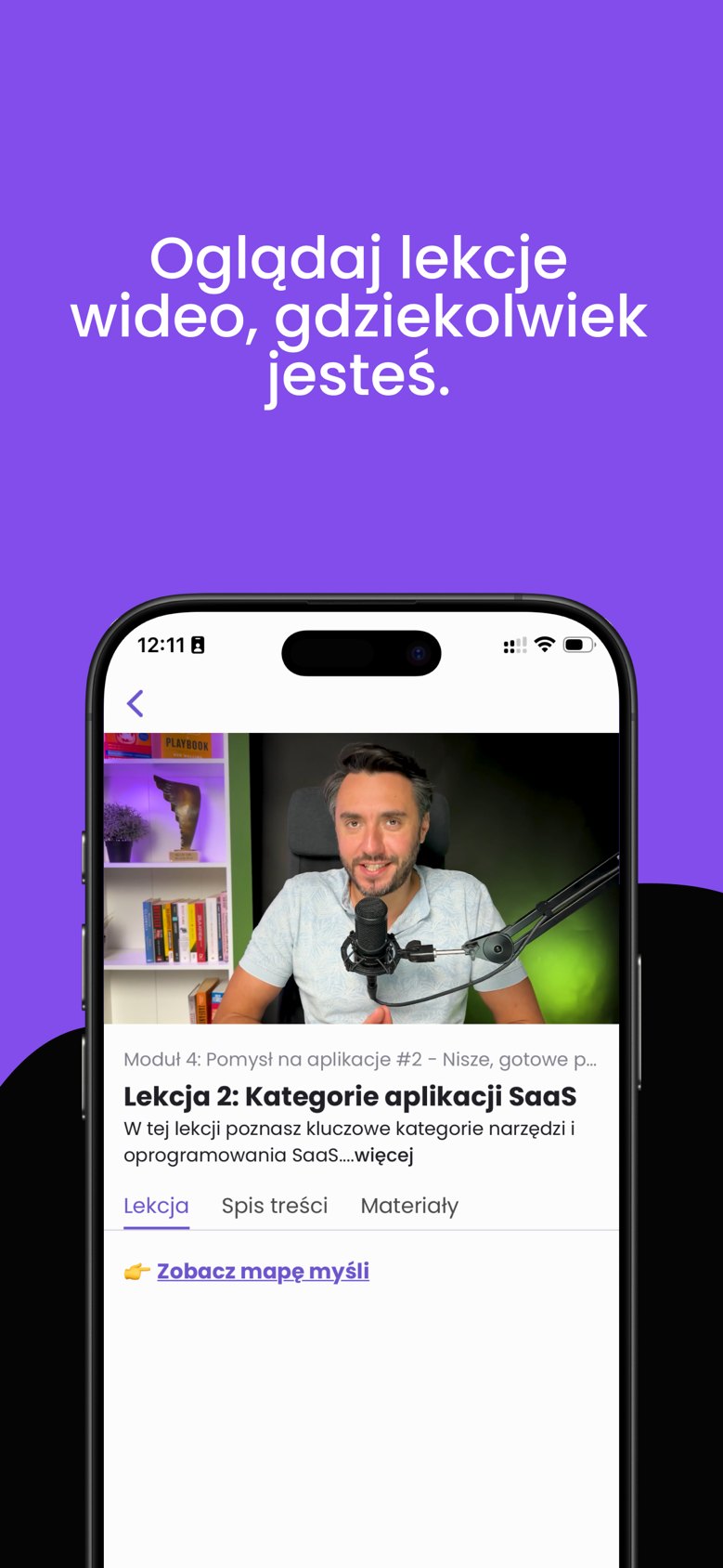 Aplikacja Zanfia: lekcja wideo w telefonie